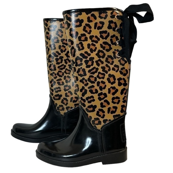 Authentic Coach Tristee Animal Print Rainboots Size 6 - Picture 1 of 9